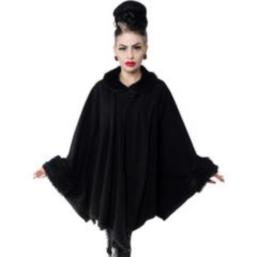 Glamour Ghoul Web Cape Black Fur Goth Fashion